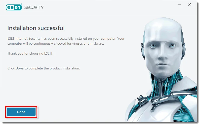 پایان نصب ESET NOD32